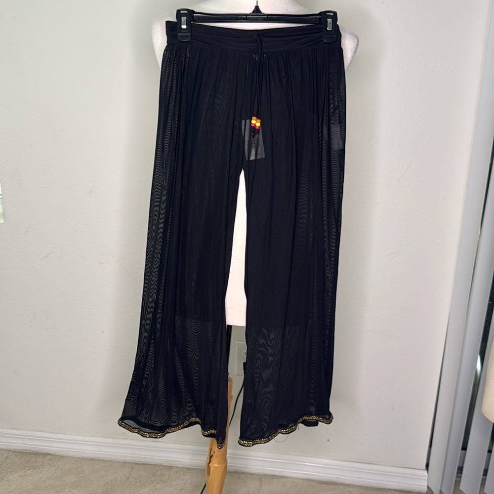 Top model, sheer pants, bathing suit cover up black size small NWT